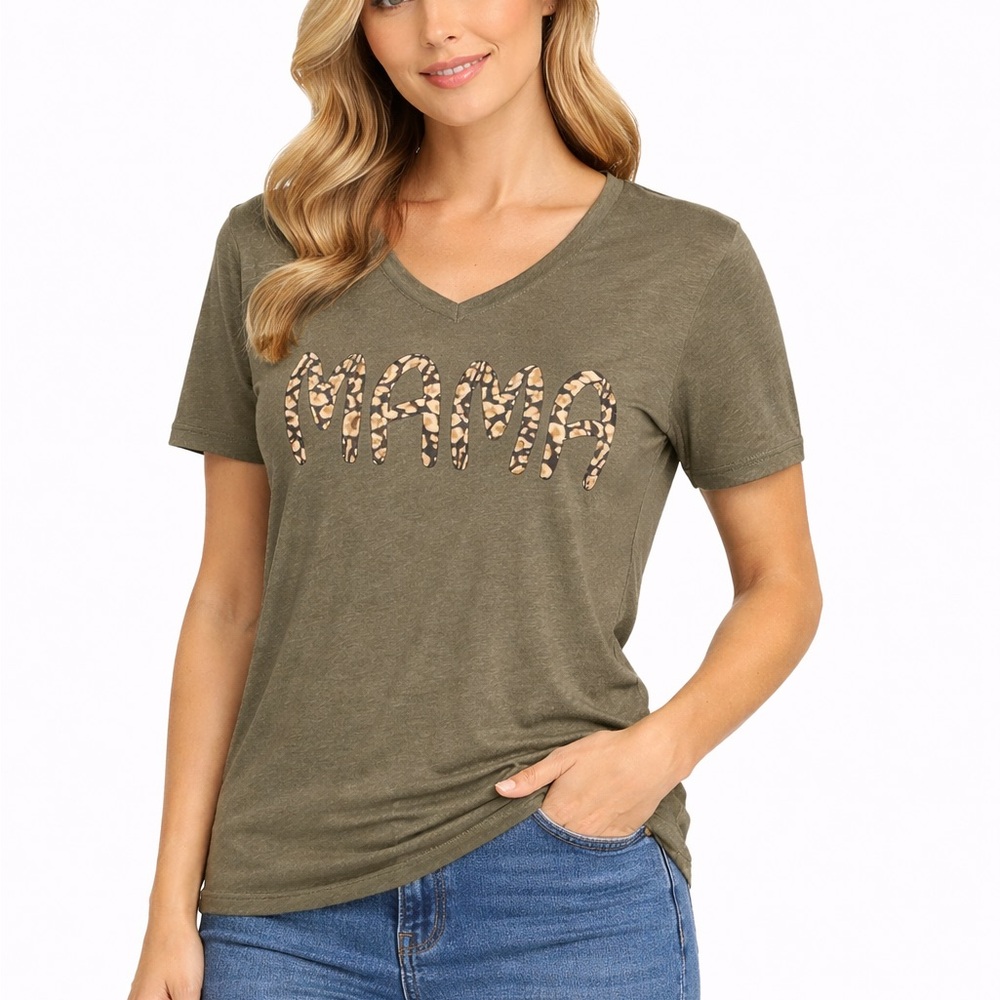 Jane‎ Marie 'Mama' Size Small Olive Graphic T-Shirt
